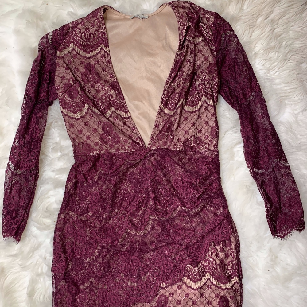 Purple/plum fitted lace dress